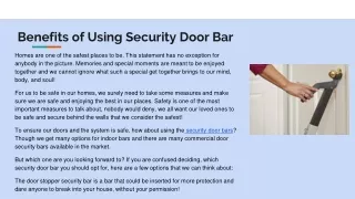 benefits of using security door bar