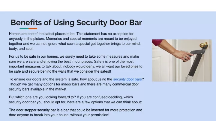 benefits of using security door bar