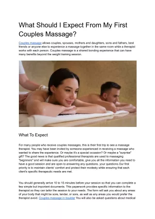 What Should I Expect From My First Couples Massage?