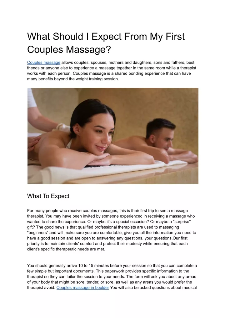 what should i expect from my first couples massage