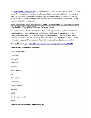 the bioinformatics service market report aims