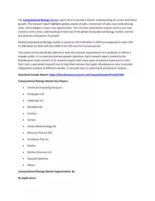 the computational biology market report aims