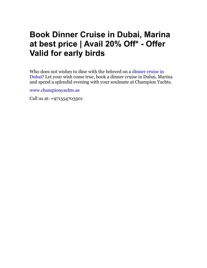 book dinner cruise in dubai marina at best price