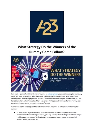 What Strategy Do the Winners of the Rummy Game Follow