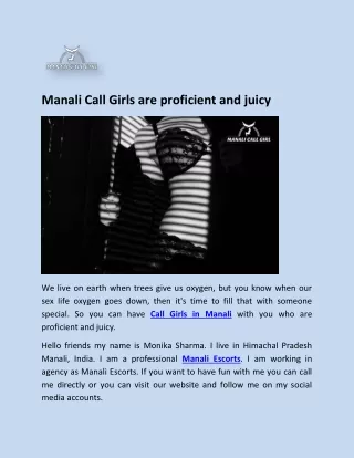 Manali Call Girls are proficient and juicy