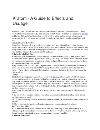 kratom a guide to effects and usuage