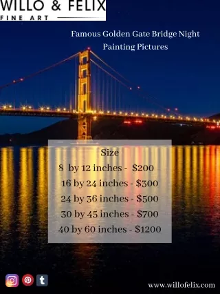 Famous Golden Gate Bridge Night Painting Pictures