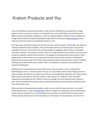 kratom products and you
