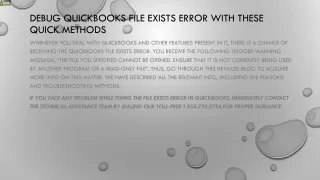 debug quickbooks file exists error with these quick methods