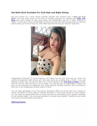 Hot Delhi Girls Available For Club Date And Night Outing