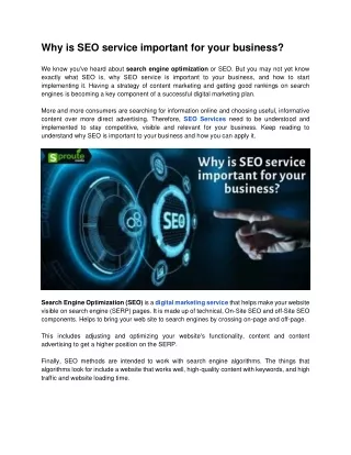 Why is SEO service important for your business.
