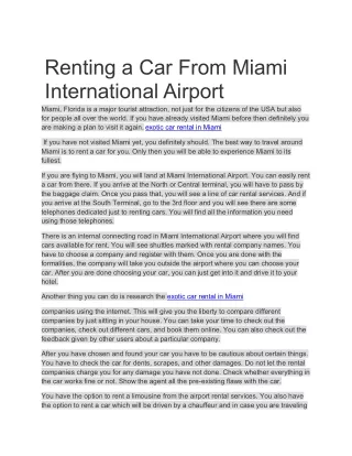 renting a car from miami international airport