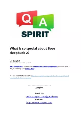 What is so special about Bose sleepbuds 2
