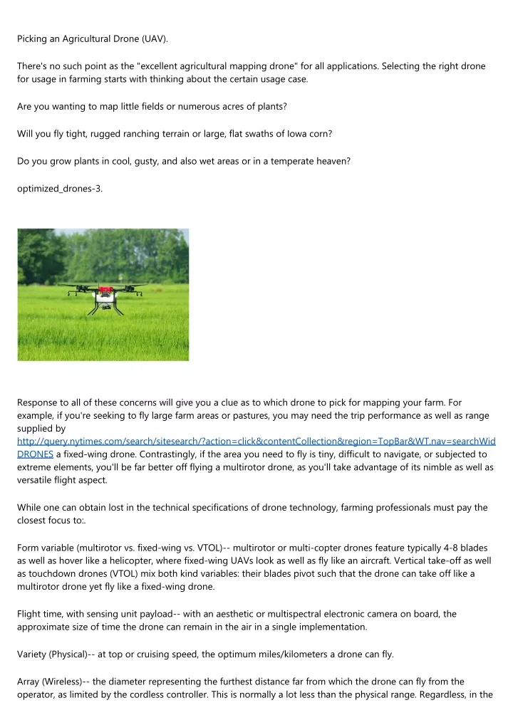 picking an agricultural drone uav
