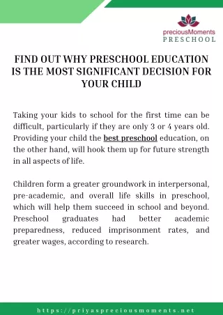 Why Preschool Education is the Most Significant Decision for Your Child