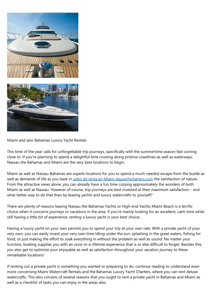 miami and also bahamas luxury yacht rentals