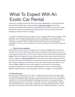 what to expect with an exotic car rental