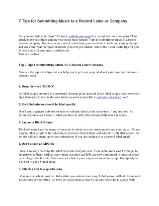 7 Tips for Submitting Music to a Record Label or Company