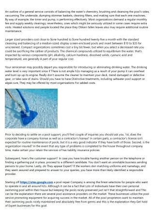 Depart The Pool Providers Into the Industry experts