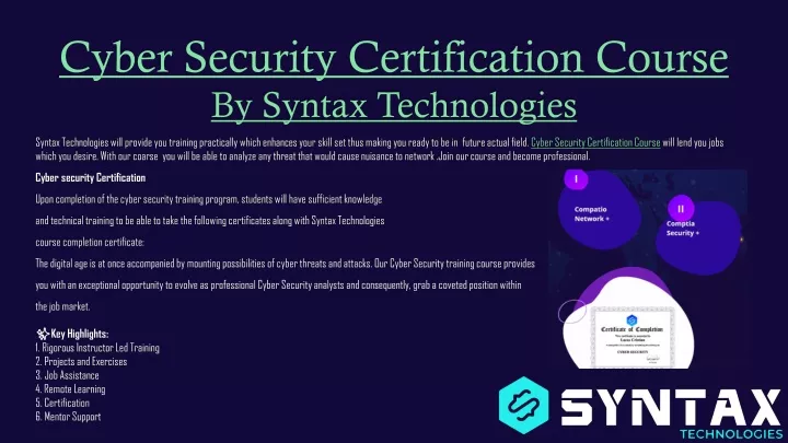 cyber security certification course by syntax technologies
