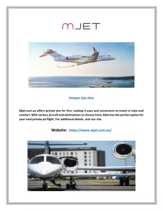 Private Jets Hire | Mjet.com.au