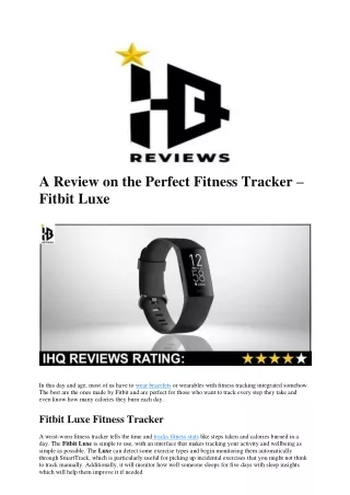 A Review on the Perfect Fitness Tracker – Fitbit Luxe