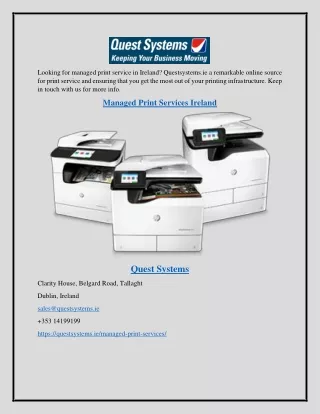 Managed Print Services Ireland Questsystems.ie