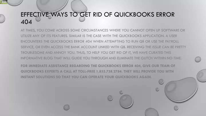 effective ways to get rid of quickbooks error 404