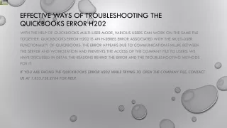 effective ways of troubleshooting the quickbooks error h202