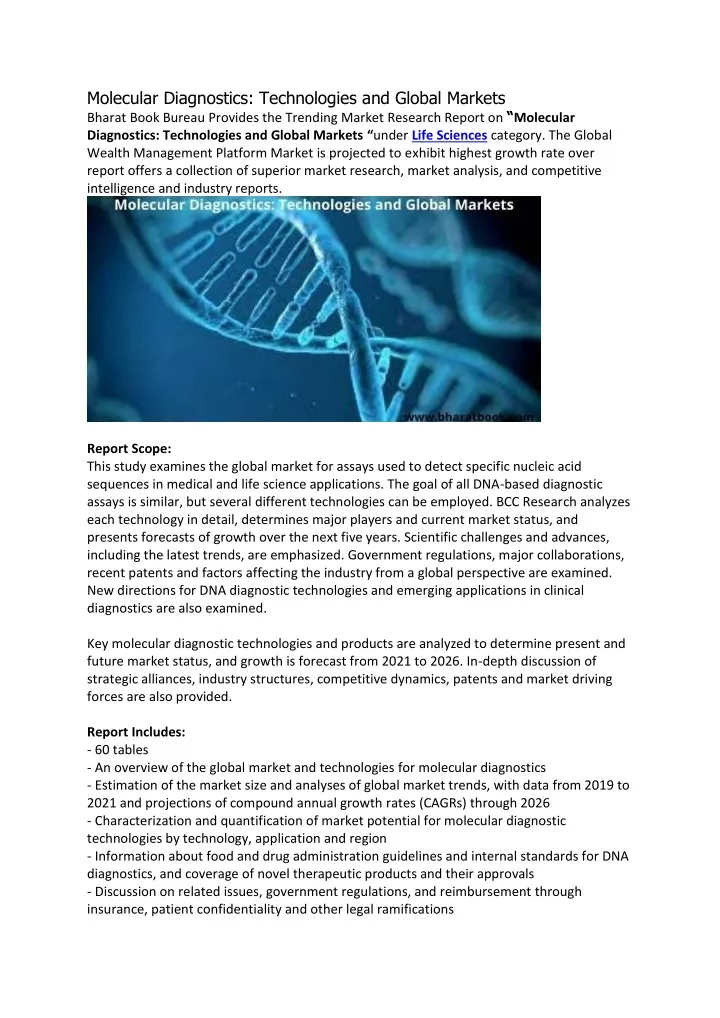 molecular diagnostics technologies and global