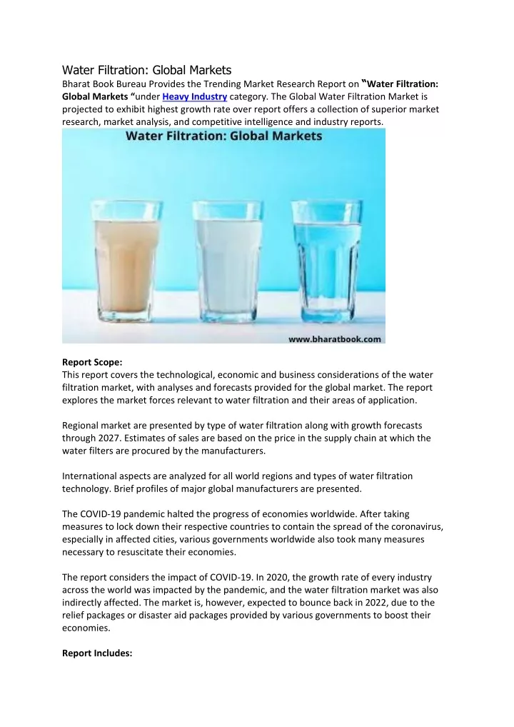 water filtration global markets bharat book