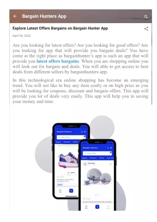 Explore Latest Offers Bargains on Bargain Hunter App