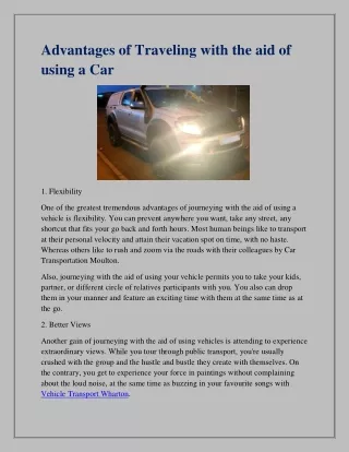 advantages of traveling with the aid of using