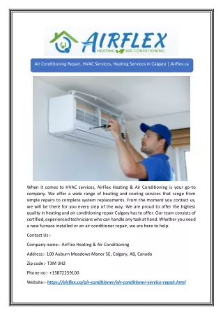 Air Conditioning Repair, HVAC Services, Heating Services in Calgary | Airflex.ca