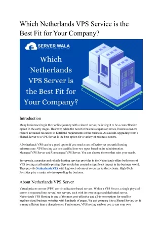 which netherlands vps service is the best