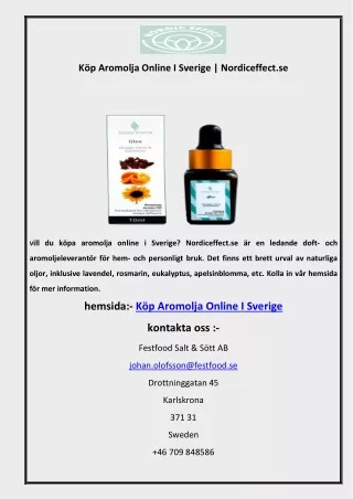 Köp Aromolja Online I Sverige | Nordiceffect.se