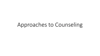 approaches to counseling