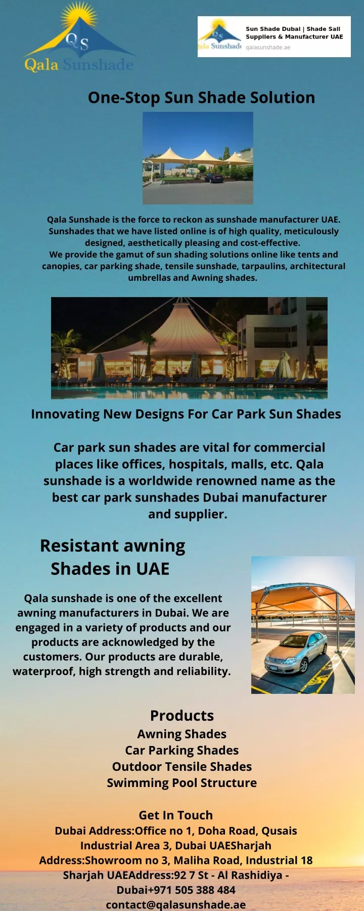 one stop sun shade solution