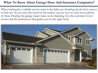 What To Know About Garage Door And Insurance Companies?