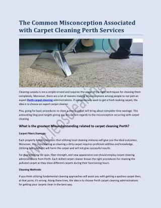 The Common Misconception Associated with Carpet Cleaning Perth Services