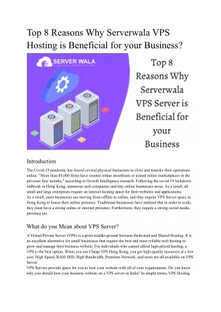 top 8 reasons why serverwala vps hosting