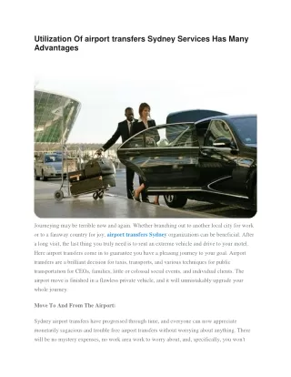 utilization of airport transfers sydney services