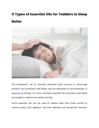 11 types of essential oils for toddlers to sleep
