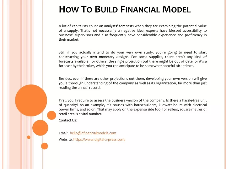 how to build financial model