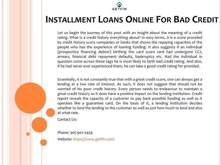 installment loans online for bad credit