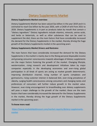 dietary supplements market dietary supplements