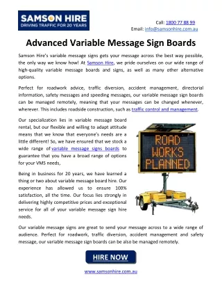 Advanced Variable Message Sign Boards