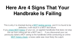 here are 4 signs that your handbrake is failing