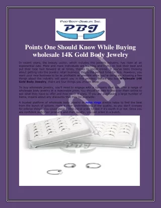 Points One Should Know While Buying wholesale 14K Gold Body Jewelry