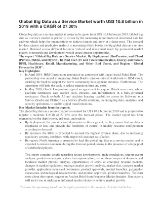 global big data as a service market worth